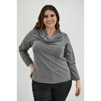 Blusa Cuello Drapeado Roman Fashion Tallas Extras 11904 color Gris