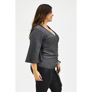 Foto 2 | Foto 2 | Blusa Glitter con Jareta Roman Fashion BL-GR-1804 Plata Tallas Extras