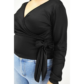 Foto 4 | Foto 4 | Blusa Escote Cruzado Roman Fashion Tallas Extras Negra