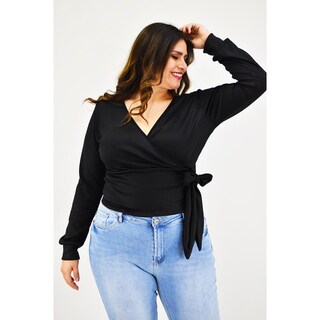 Foto 5 | Foto 5 | Blusa Escote Cruzado Roman Fashion Tallas Extras Negra
