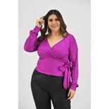 Blusa Escote Cruzado Roman Fashion Magenta Tallas Extras
