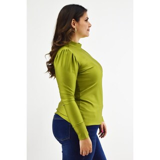 Foto 2 | Foto 2 | Blusa de Satín Roman Fashion 1802 Verde Lima Tallas Extras