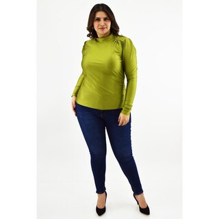 Foto 5 | Foto 5 | Blusa de Satín Roman Fashion 1802 Verde Lima Tallas Extras