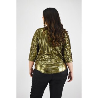 Foto 3 | Foto 3 | Blusa Plisada Roman Fashion Dorada Tallas Extras para Mujer