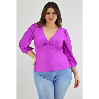 Foto 1 | Foto 1 | Blusa de Satín con Nudo Roman Fashion Tallas Extras 1839 Violeta