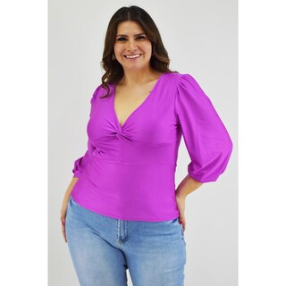 Foto 5 | Foto 5 | Blusa de Satín con Nudo Roman Fashion Tallas Extras 1839 Violeta