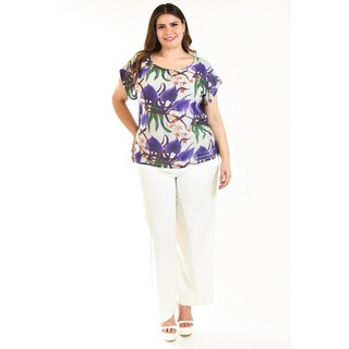 Foto 8 | Foto 8 | Blusa Estampada Román Fashion Tallas Extras Estampado Lila para Mujer