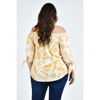 Foto 3 | Foto 3 | Blusa Escote Campesino Roman Fashion Tallas Extras Blanco con Beige para Mujer