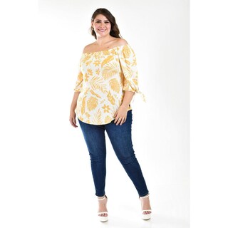 Foto 5 | Foto 5 | Blusa Escote Campesino Roman Fashion Tallas Extras Blanco con Beige para Mujer