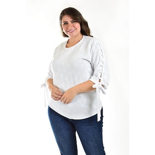 Foto 1 | Foto 1 | Blusa con Detalle de Perlas Roman Fashion Tallas Extras Blanca para Mujer