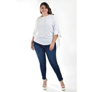 Foto 5 | Foto 5 | Blusa con Detalle de Perlas Roman Fashion Tallas Extras Blanca para Mujer