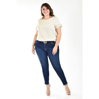Foto 2 | Foto 2 | Blusa Manga Doble Holán Roman Fashion Beige Tallas Extras para Mujer