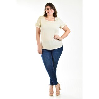 Foto 6 | Foto 6 | Blusa Manga Doble Holán Roman Fashion Beige Tallas Extras para Mujer