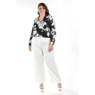 Foto 5 | Foto 5 | Blusa Escote Cruzado Roman Fashion Negra Tallas Extras para Mujer