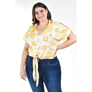 Foto 1 | Foto 1 | Blusa Fresca Con Moño Roman Fashion /tallas Extras, 1819 (beige Flor) Beige