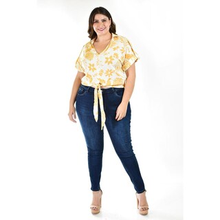Foto 3 | Foto 3 | Blusa Fresca Con Moño Roman Fashion /tallas Extras, 1819 (beige Flor) Beige