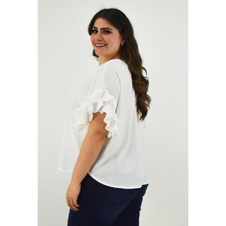 Foto 2 | Foto 2 | Blusa Manga Con Olanes Roman Fashion /tallas Extras, 2314 (blanco) Blanco