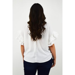 Foto 3 | Foto 3 | Blusa Manga Con Olanes Roman Fashion /tallas Extras, 2314 (blanco) Blanco