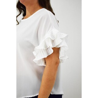 Foto 4 | Foto 4 | Blusa Manga Con Olanes Roman Fashion /tallas Extras, 2314 (blanco) Blanco