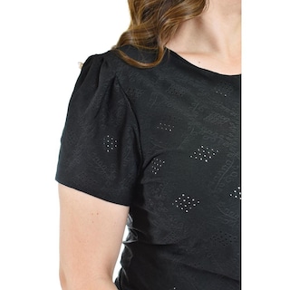 Foto 4 | Foto 4 | Blusa con Detalles Calados Roman Fashion Negra para Mujer