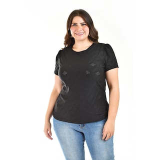 Foto 5 | Foto 5 | Blusa con Detalles Calados Roman Fashion Negra para Mujer