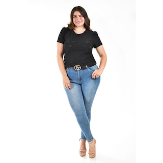 Foto 6 | Foto 6 | Blusa con Detalles Calados Roman Fashion Negra para Mujer