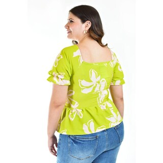 Foto 2 | Foto 2 | Blusa con Jareta Roman Fashion Tallas Extras Verde Lima para Mujer