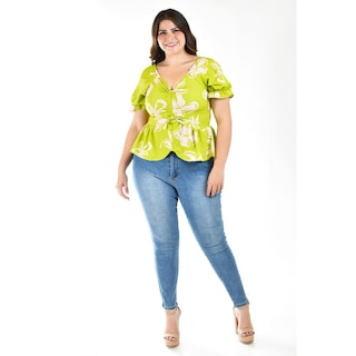 Foto 4 | Foto 4 | Blusa con Jareta Roman Fashion Tallas Extras Verde Lima para Mujer