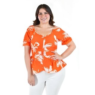 Foto 1 | Foto 1 | Blusa con Jareta Roman Fashion Tallas Extras Naranja para Mujer