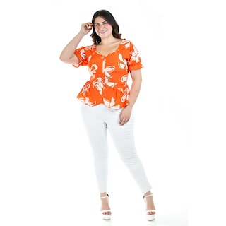 Foto 5 | Foto 5 | Blusa con Jareta Roman Fashion Tallas Extras Naranja para Mujer
