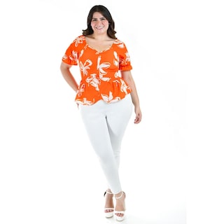 Foto 6 | Foto 6 | Blusa con Jareta Roman Fashion Tallas Extras Naranja para Mujer