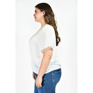 Foto 2 | Foto 2 | Blusa De Chifon Con Encaje Roman Fashion /tallas Extras, 009 (blanco) Blanco