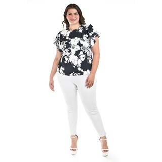 Foto 5 | Foto 5 | Blusa Manga Con Olanes Roman Fashion /tallas Extras, 1843 (negro Flor) Negro