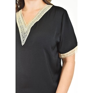 Foto 4 | Foto 4 | Blusa De Chifon Con Encaje Roman Fashion /tallas Extras, 009 (negro) Negro