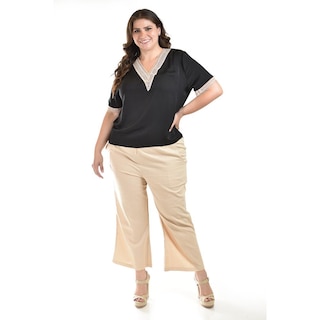 Foto 6 | Foto 6 | Blusa De Chifon Con Encaje Roman Fashion /tallas Extras, 009 (negro) Negro