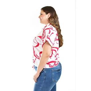 Foto 2 | Foto 2 | Blusa Con Nudo Roman Fashion /tallas Extras, 1865 (blanco /fiusha) Blanco