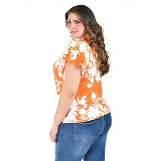 Foto 2 | Foto 2 | Blusa Manga Con Olanes Roman Fashion /tallas Extras, 1843 (naranja Flor) Naranja