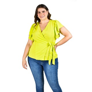 Foto 5 | Foto 5 | Blusa Manga Mariposa Roman Fashion /tallas Extras, 1840 (lima) Verde Lima