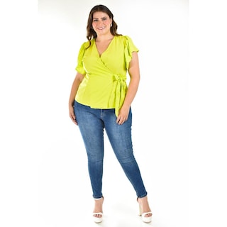 Foto 6 | Foto 6 | Blusa Manga Mariposa Roman Fashion /tallas Extras, 1840 (lima) Verde Lima