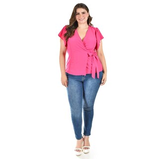 Foto 5 | Foto 5 | Blusa Manga Mariposa Roman Fashion /tallas Extras, 1840 (fiusha) Fucsia