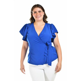 Foto 4 | Foto 4 | Blusa Manga Mariposa Roman Fashion /tallas Extras, 1840 (azul Rey) Azul