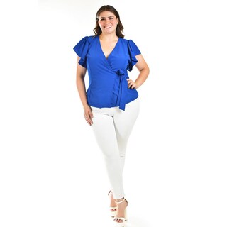 Foto 5 | Foto 5 | Blusa Manga Mariposa Roman Fashion /tallas Extras, 1840 (azul Rey) Azul