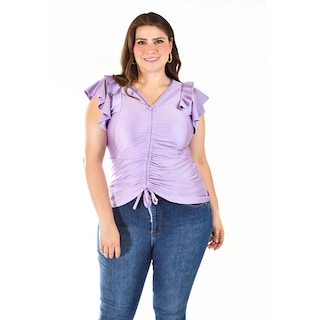 Foto 4 | Foto 4 | Blusa Con Jareta Roman Fashion /tallas Extras, 1779 (lila) Lila
