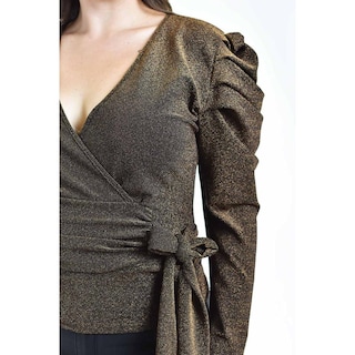 Foto 4 | Foto 4 | Blusa Glitter Manga Farol Roman Fashion /tallas Extras, 1764 (cobre) Cafe