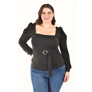 Foto 1 | Foto 1 | Blusa Escote Cuadrado Roman Fashion /tallas Extras, 1849 (negro) Negro