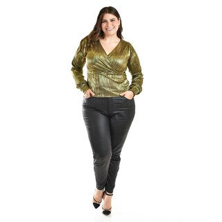 Foto 5 | Foto 5 | Blusa Efecto Metalico Roman Fashion /tallas Extras, 1883 (dorado) Dorado