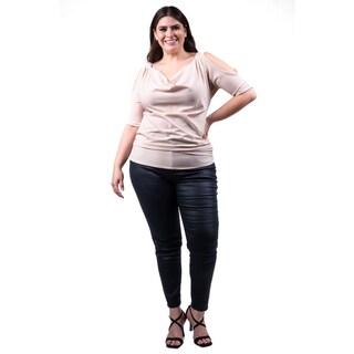 Foto 6 | Foto 6 | Blusa Escote Drapeado Roman Fashion /tallas Extras, 1881 (beige) Beige