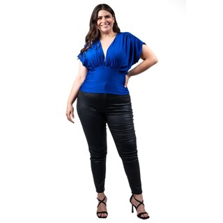 Foto 5 | Foto 5 | Blusa De Satín Cuello V Roman Fashion /tallas Extras, 1836 (azul Rey) Azul
