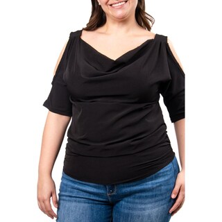Foto 4 | Foto 4 | Blusa Escote Drapeado Roman Fashion /tallas Extras, 1881 (negro) Negro