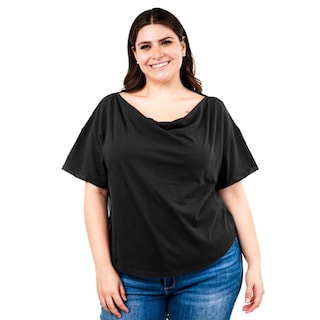 Foto 1 | Foto 1 | Blusa Escote Drapeado Roman Fashion /tallas Extras, 228 (negro) Negro